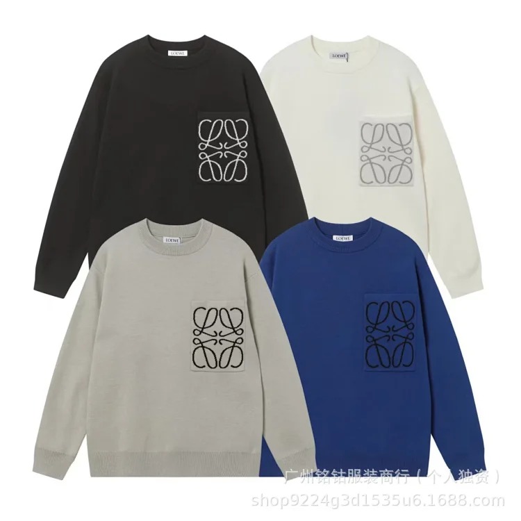 Jacquard Round-Neck Knit Sweater